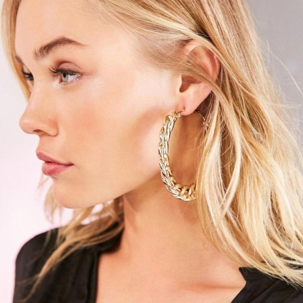 Urban Outfitters Statement Chain Hoop Earrings - Picture 2 of 2